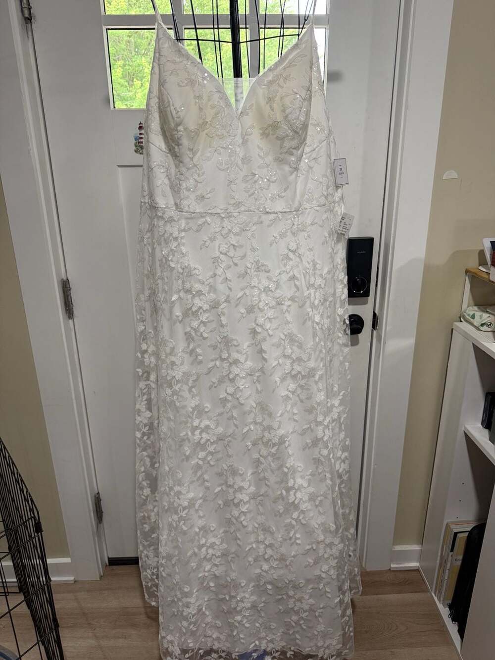 DB Studio Sequin Floral A-Line Wedding Dress